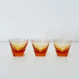Vintage Mid Century Amber Shot Glasses​